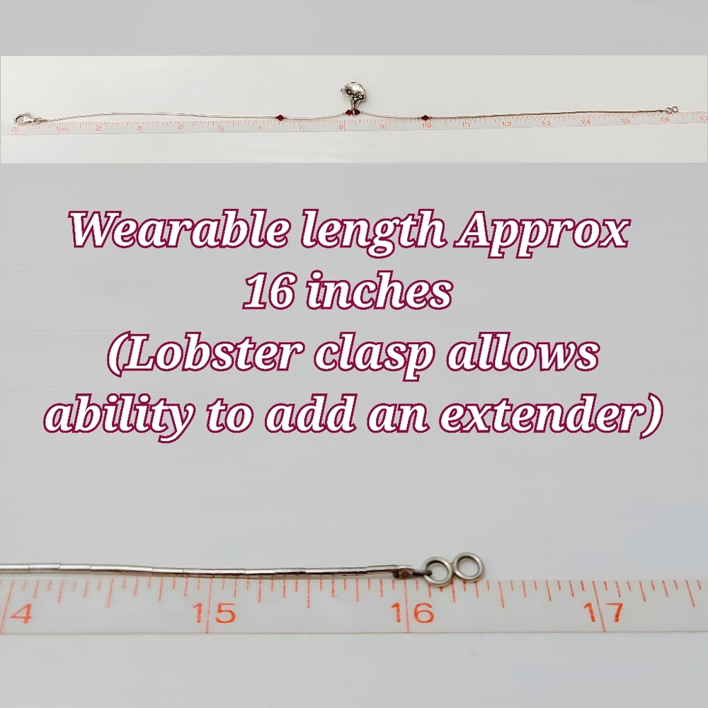 Southwestern Sterling Squash Blossom Liquid Silver Red Crystal Bead Necklace 16" - Picture 11 of 14